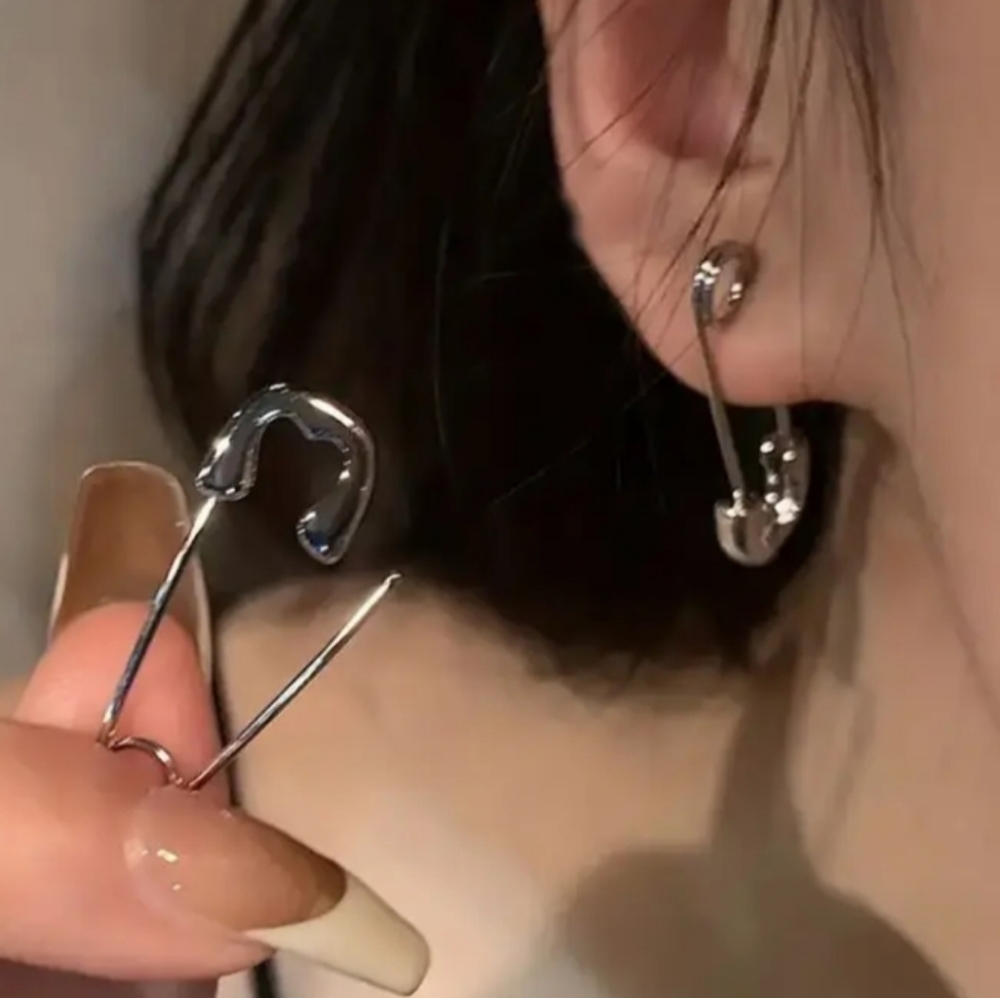 Sterling Silver Safety Pin Earrings